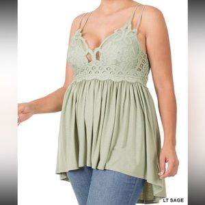 Sage Crochet Lace Cami